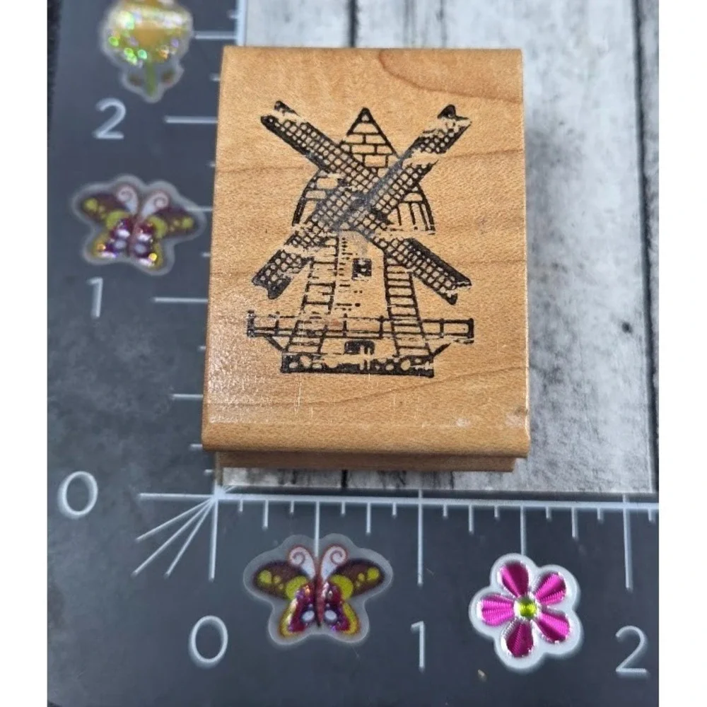 Appalalachian Windmill Dutch European Style Rubber Stamp Wood #D18